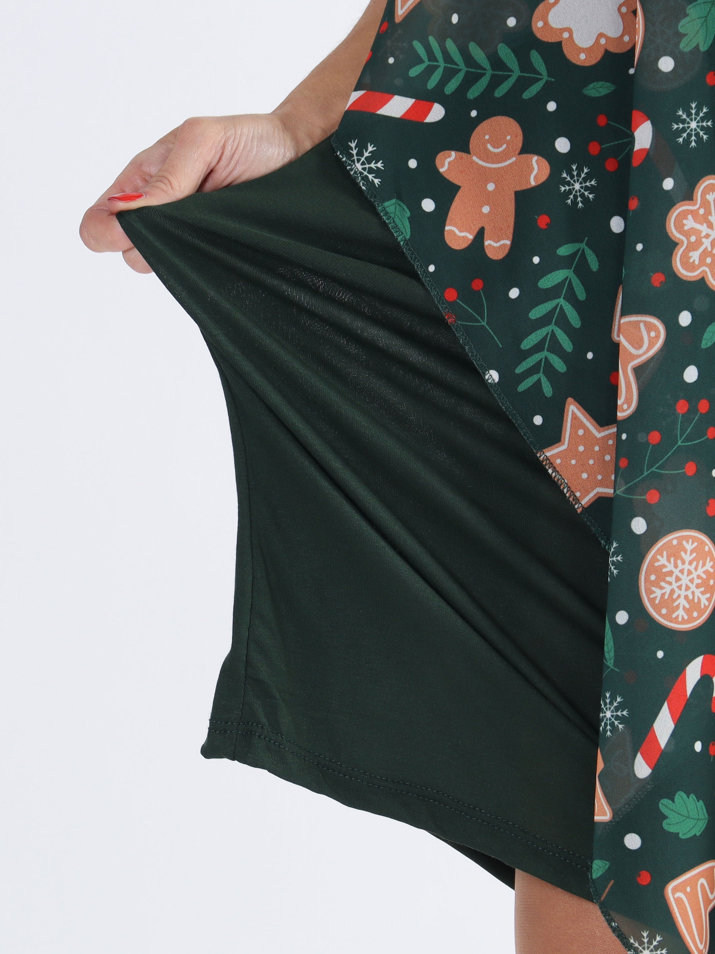 Kenya Christmas - Tunikaklänning i plus size med chiffonglager med julmotiv